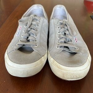 Superga Gray Suede Leather Lace Up Sneakers